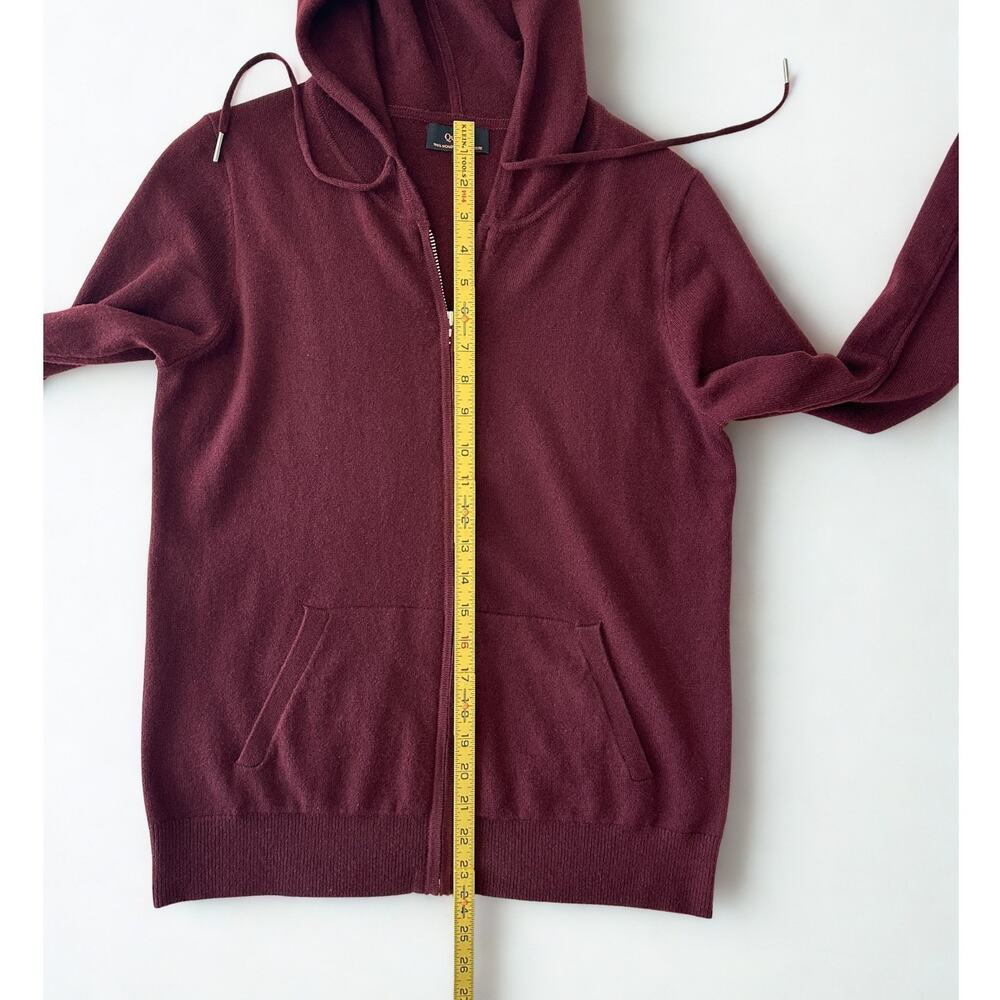 Quince 100% Mongolian Cashmere Full-Zip Hoodie Rich Burgundy Size S - Picture 8 of 12